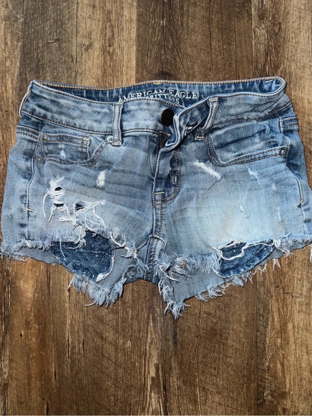 American Eagle Outfitters Light Blue Distressed Denim Cutoff Shorts - Women's
